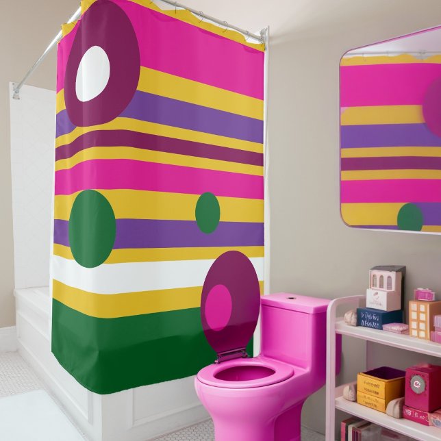 Rideaux De Douche cercles et rayures audacieux moderne (Créateur téléchargé)
