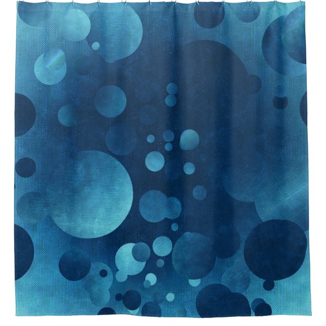 Rideaux De Douche Cercles géométriques bleus Grunge (Devant)