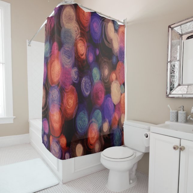 Rideaux De Douche Cercles Géométriques Modernes Abstraits Multicolor (En situation)