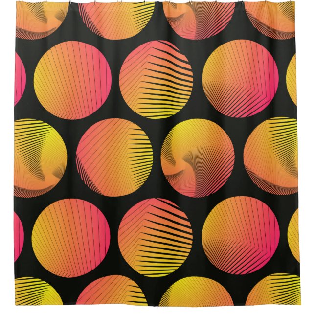 Rideaux De Douche cercles graphiques sans couture motif en orange sh (Devant)