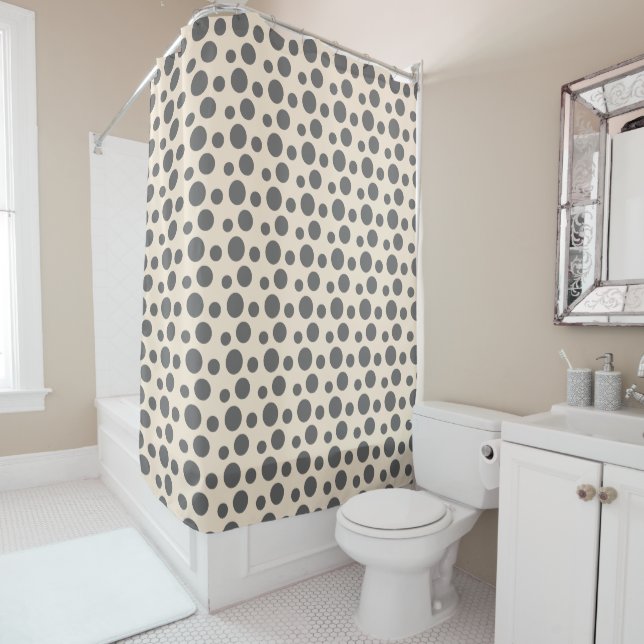 Rideaux De Douche Cercles Gris Granit (En situation)