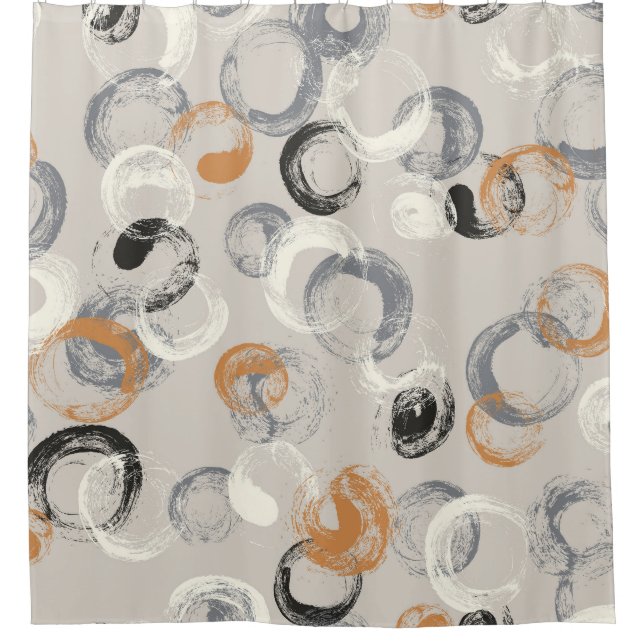 Rideaux De Douche Cercles Gris: Motif Simple Sans Couture (Devant)