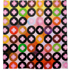 Rideaux De Douche Cercles multicolores cool et Cloches roses