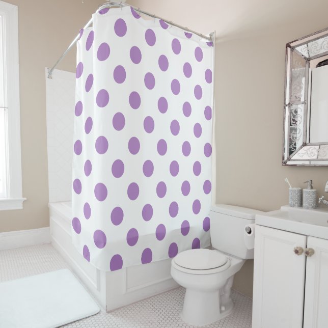 Rideaux De Douche Cercles Pois violet de chardon (En situation)