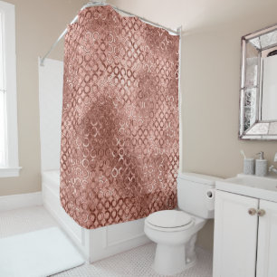 Rideaux De Douche Cercles Rose Doré Brillants Luxe Fille Étincelante