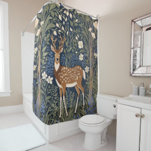 Rideaux De Douche Cerf Dans La Forêt Bluebell William Morris Inspiré