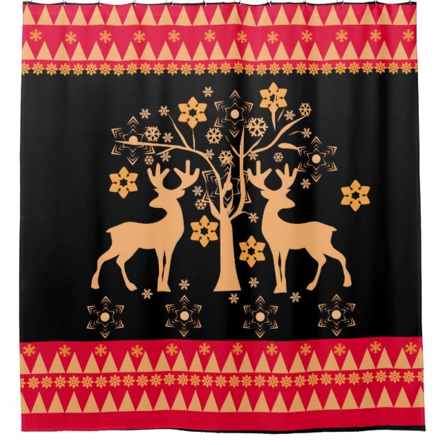 Rideaux De Douche Cerf de Noël (Devant)