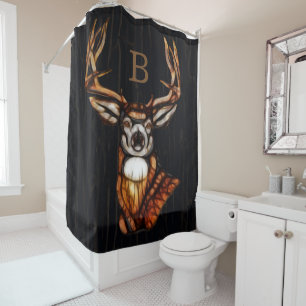 Rideaux De Douche Cerf en bois personnalisé de campagne rustique