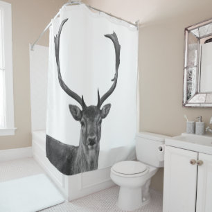 Rideaux De Douche Cerf noir blanc Antler