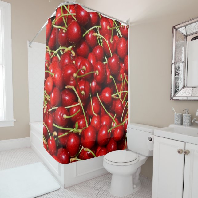 Rideaux De Douche Cerises rouges (En situation)