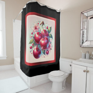 Rideaux De Douche Cerises Rouges Mignonnes Florales Rose Féminin