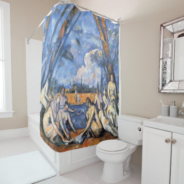 Rideaux De Douche Cezanne Les Grandes Baigneuses Affiche d'Art Vinta (En situation)