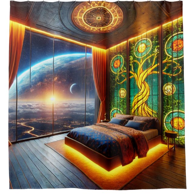 Rideaux De Douche Chambre dans l'espace (Devant)