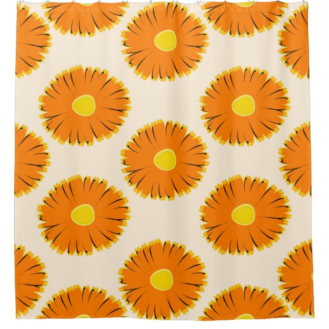 Rideaux De Douche Chamomilles : Modèle Floral Vintage. (Devant)
