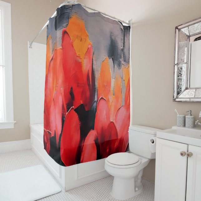 Rideaux De Douche Champ de tulipes – Intensité florale abstraite (En situation)