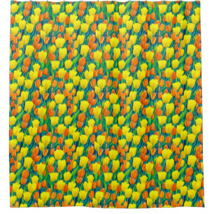 Rideaux De Douche Champ de tulipes orange et jaune