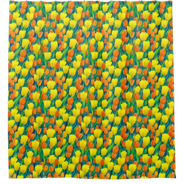 Rideaux De Douche Champ de tulipes orange et jaune (Devant)