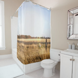 Rideaux De Douche Champ rustique ciel bleu