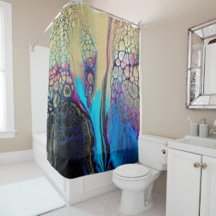 Rideaux De Douche Champagne, Noir, Peinture Acrylique Bleue Marine