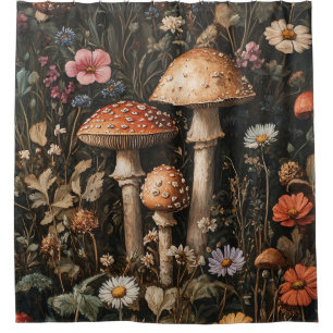 Rideaux De Douche Champignons Whimsical et Botanique Fleur sauvage