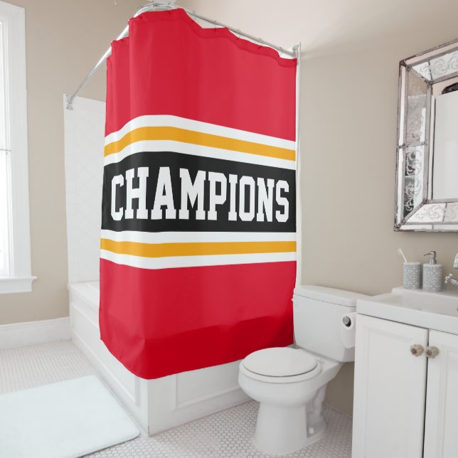 Rideaux De Douche CHAMPIONS D'Athlétisme Bright Red Black Racing Str (En situation)