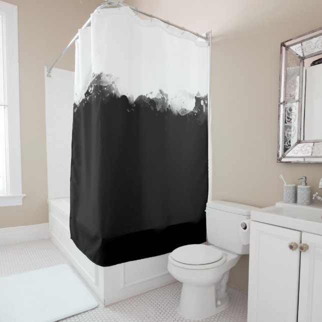 Rideaux De Douche Champs blancs avec noir (En situation)