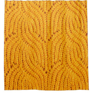Rideaux De Douche Chandail en tricot orange, arrière - plan texturé.