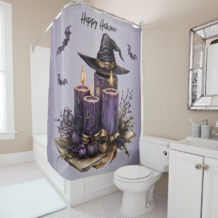 Rideaux De Douche Chandelles violettes d'Halloween chauves-souris Éf