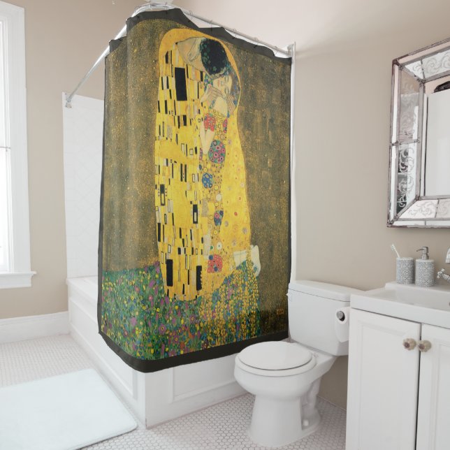 Rideaux De Douche Changez la couleur ! Le Baiser de Klimt, Art Vinta (En situation)