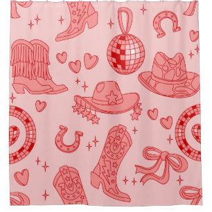 Rideaux De Douche chapeau de cowgirl disco rose country rodeo wester