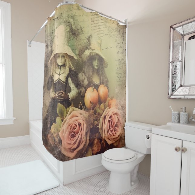 Rideaux De Douche Chariot Halloween vintage (1) (En situation)