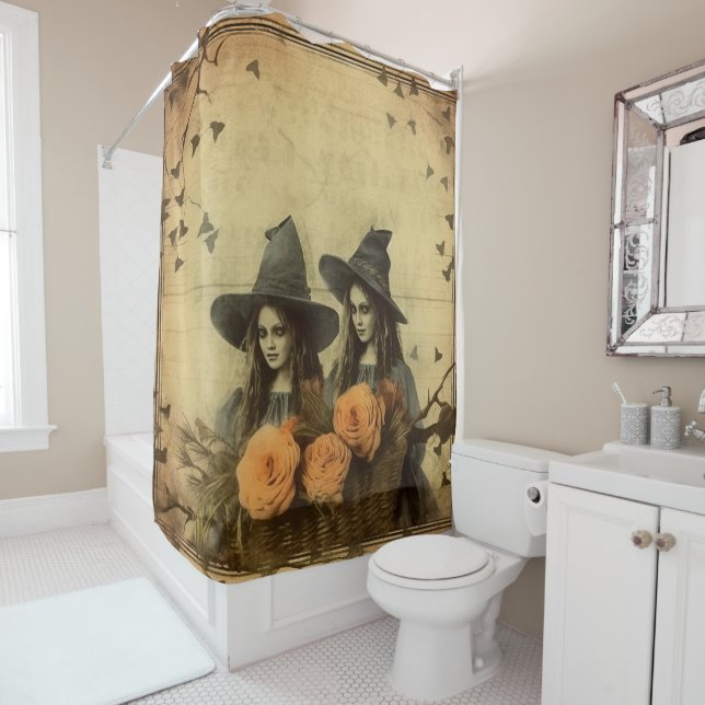 Rideaux De Douche Chariot Halloween vintage (11) (En situation)