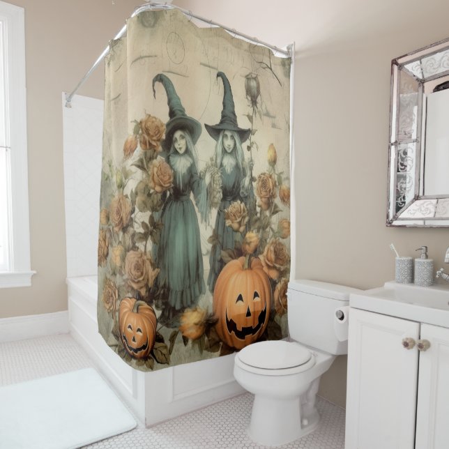 Rideaux De Douche Chariot Halloween vintage (6) (En situation)