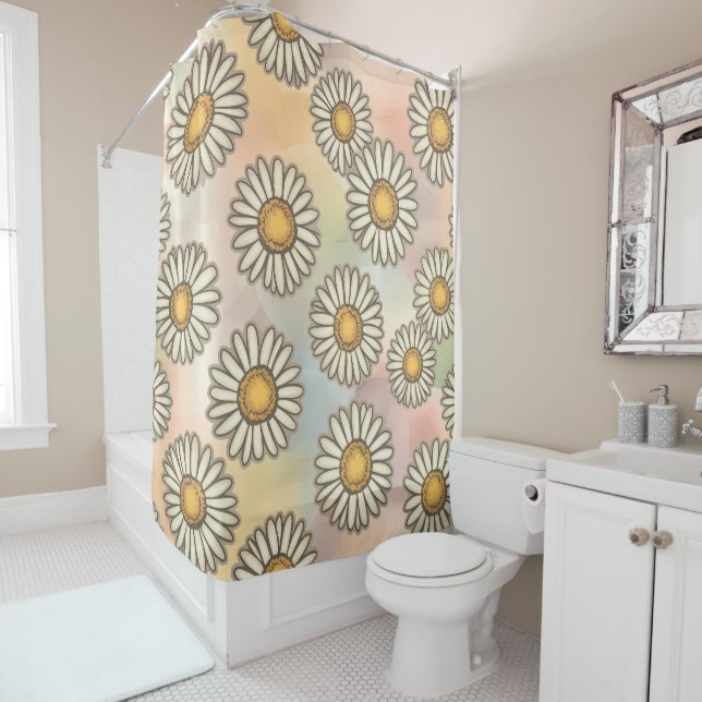 Rideaux De Douche Charmante collection de marguerite polyvalent (En situation)