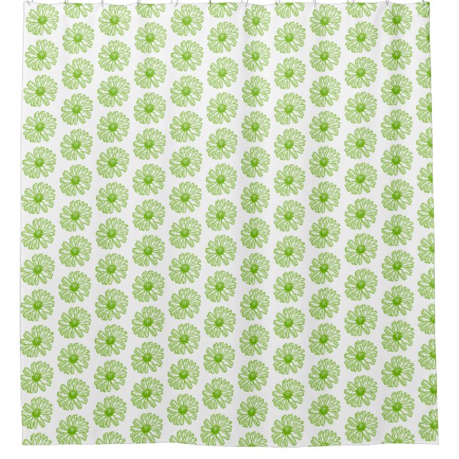 Rideaux De Douche Chartreuse Green Daisy Print, Hippie Flower Print (Devant)