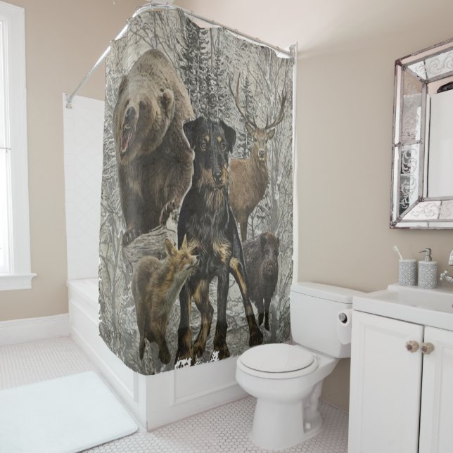 Rideaux De Douche Chasse allemande Terrier, Jagdterrier Douche ridea (En situation)