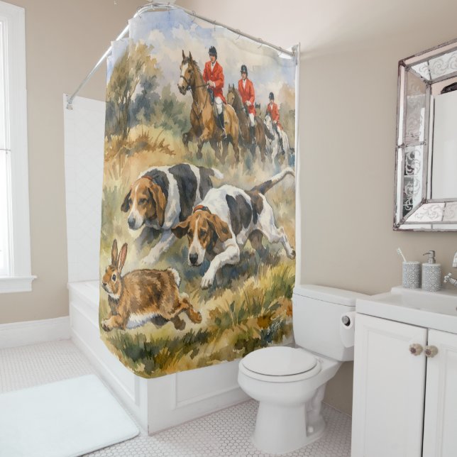 Rideaux De Douche Chasse avec des chiens courants    (En situation)