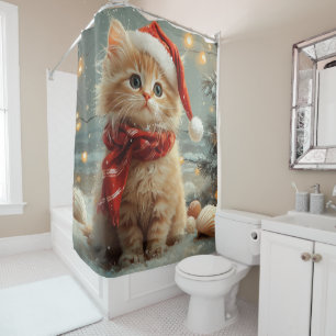 Rideaux De Douche Chat angora turc Noël Plage vintage
