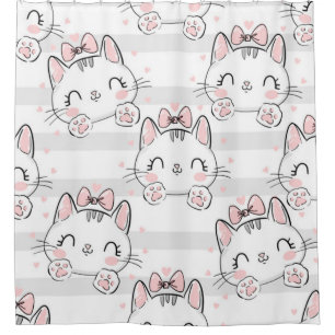 Rideaux De Douche chat avec motif nœud papillon
