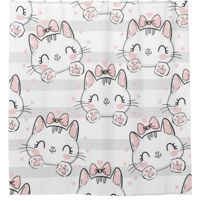 Rideaux De Douche chat avec motif nœud papillon (Devant)