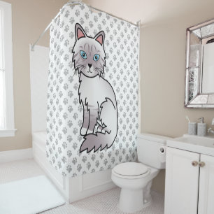 Rideaux De Douche Chat Birman / Ragdoll au pelage tabby lilac et pat
