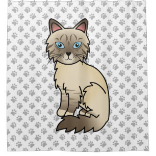 Rideaux De Douche Chat Birman / Ragdoll au point chocolat tabby & Pa