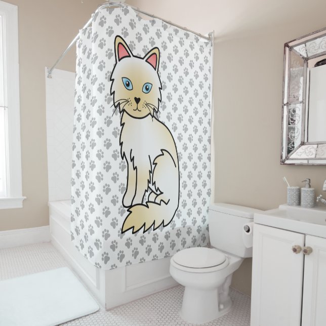 Rideaux De Douche Chat Birman / Ragdoll Cream Point & Pattes (En situation)