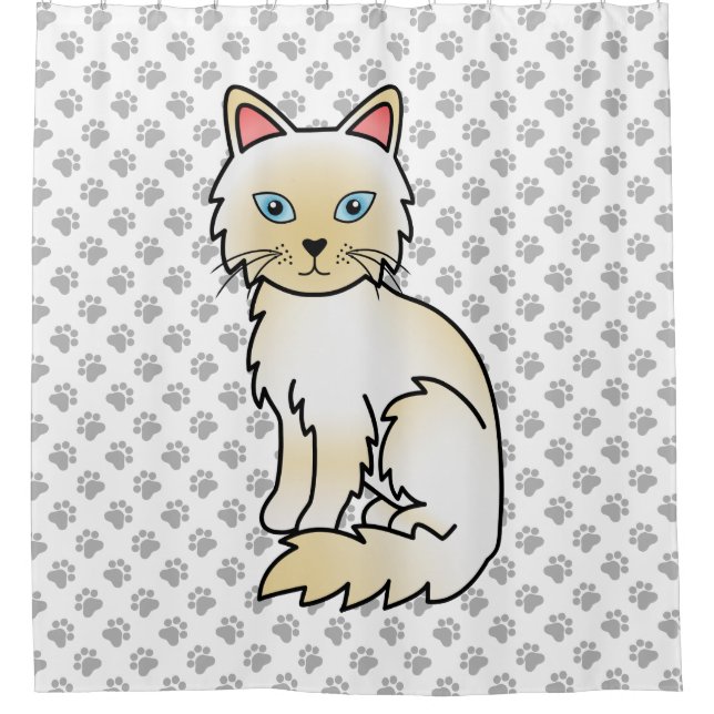 Rideaux De Douche Chat Birman / Ragdoll Cream Point & Pattes (Devant)