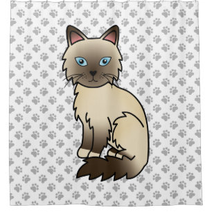 Rideaux De Douche Chat Birman / Ragdoll pointe chocolat & pattes