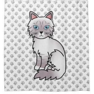 Rideaux De Douche Chat Birman / Ragdoll Tabby au point lilas & Patte