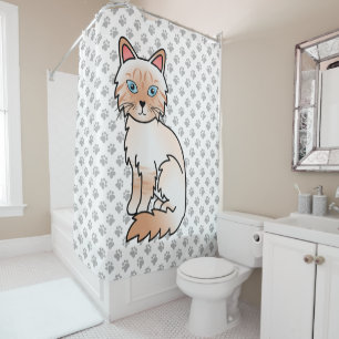 Rideaux De Douche Chat Birman / Ragdoll tabby au point rouge et patt