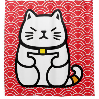 Rideaux De Douche Chat chanceux japonais ou Maneki-Neko