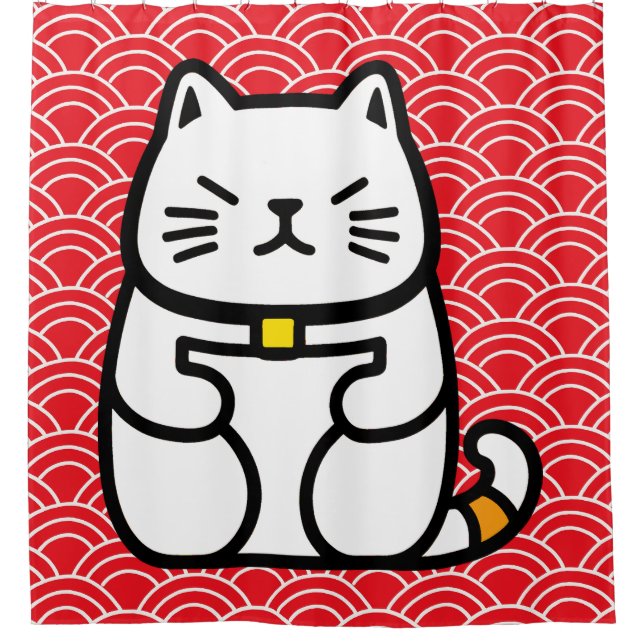 Rideaux De Douche Chat chanceux japonais ou Maneki-Neko (Devant)