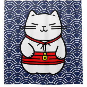 Rideaux De Douche Chat chanceux japonais ou Maneki-Neko